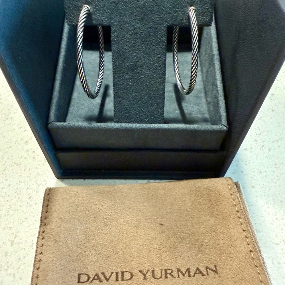David Yurman Silver Cable Hoop Earrings